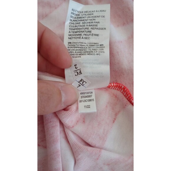 Women's Chico's Pima Leaf Print Everyday Tee Red White, Size XL - Picture 11 of 12